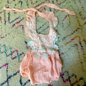 12 month old pink tie back outfit
